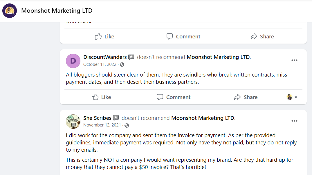 MOONSHOT MARKETING LTD Scam